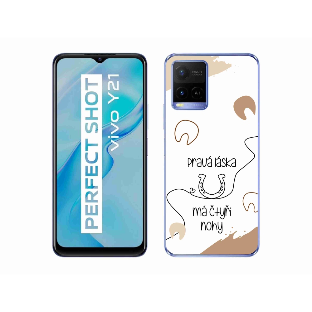 Gélový kryt mmCase na Vivo Y21/Y21s/Y33s - konský motív biele pozadie