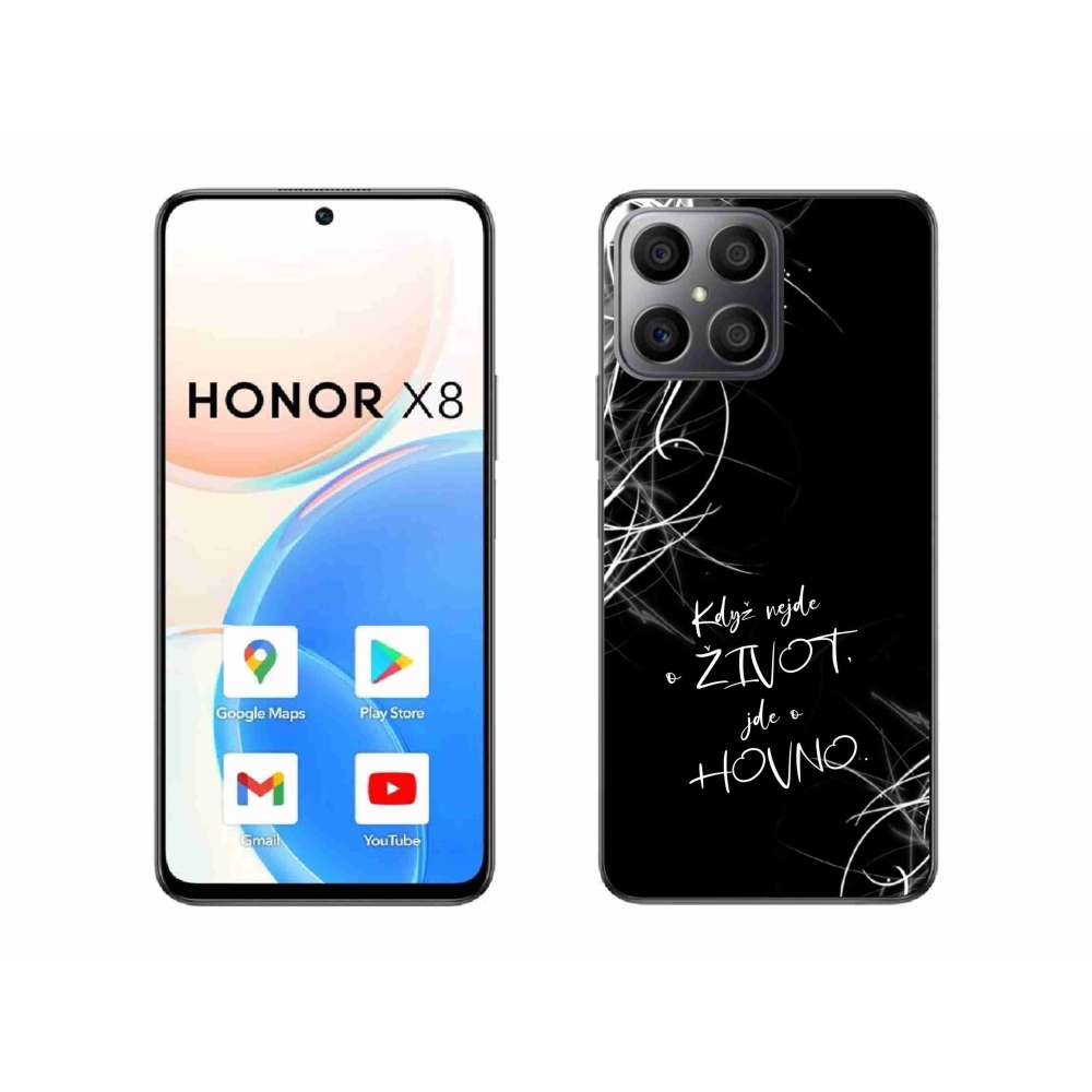Gélový kryt mmCase na Honor X8 4G - vtipný text 16 čierne pozadie