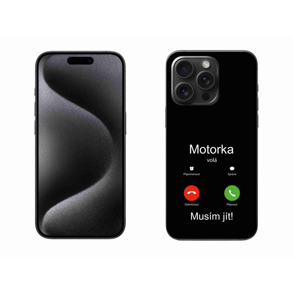 Gélový kryt mmCase na iPhone 15 Pro Max - motorka volá čierne pozadie