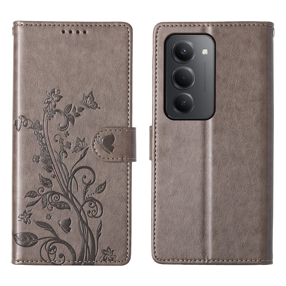 Flowery knižkové puzdro na Xiaomi Redmi 15 5G (169mm) - šedé