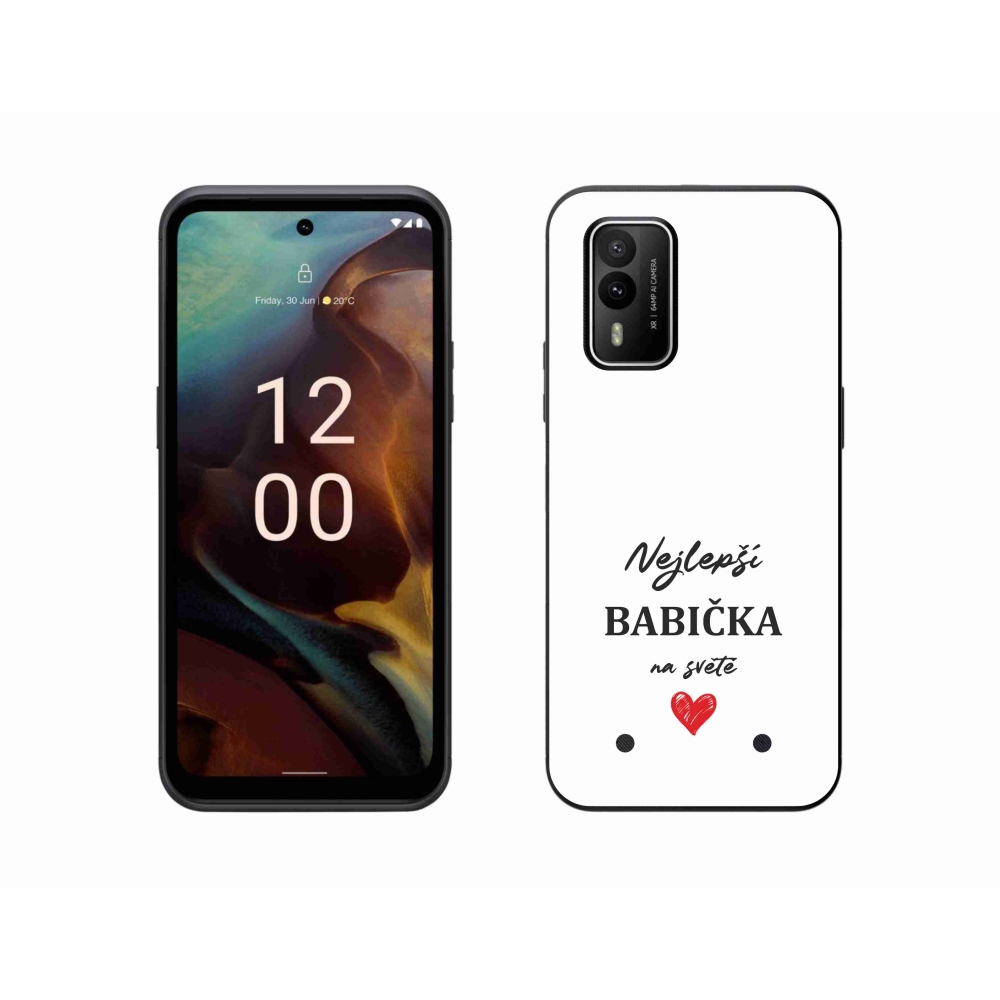 Gélový kryt mmCase na Nokia XR21 - najlepšia babička 1 biele pozadie