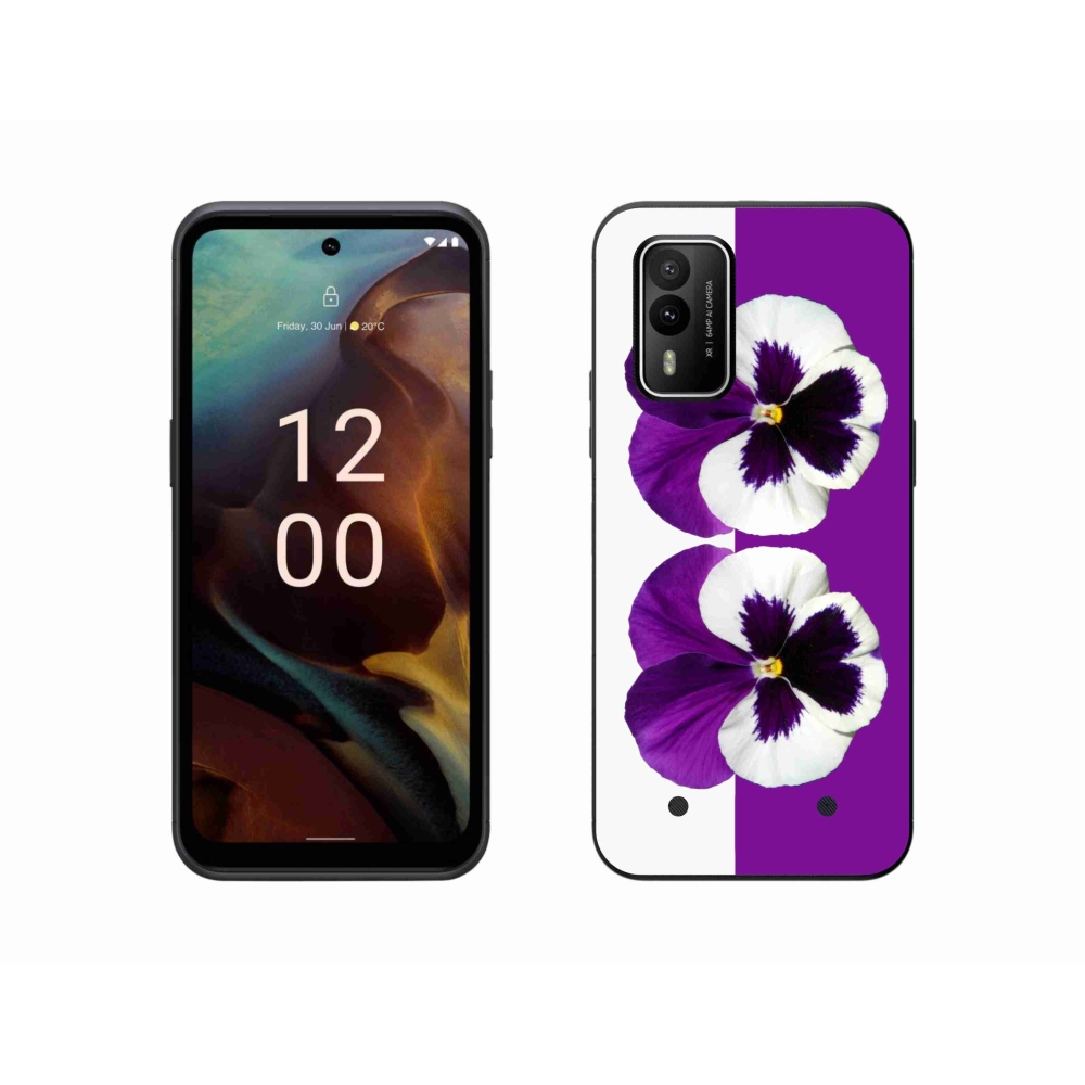 Gélový kryt mmCase na Nokia XR21 - fialovobiely kvet