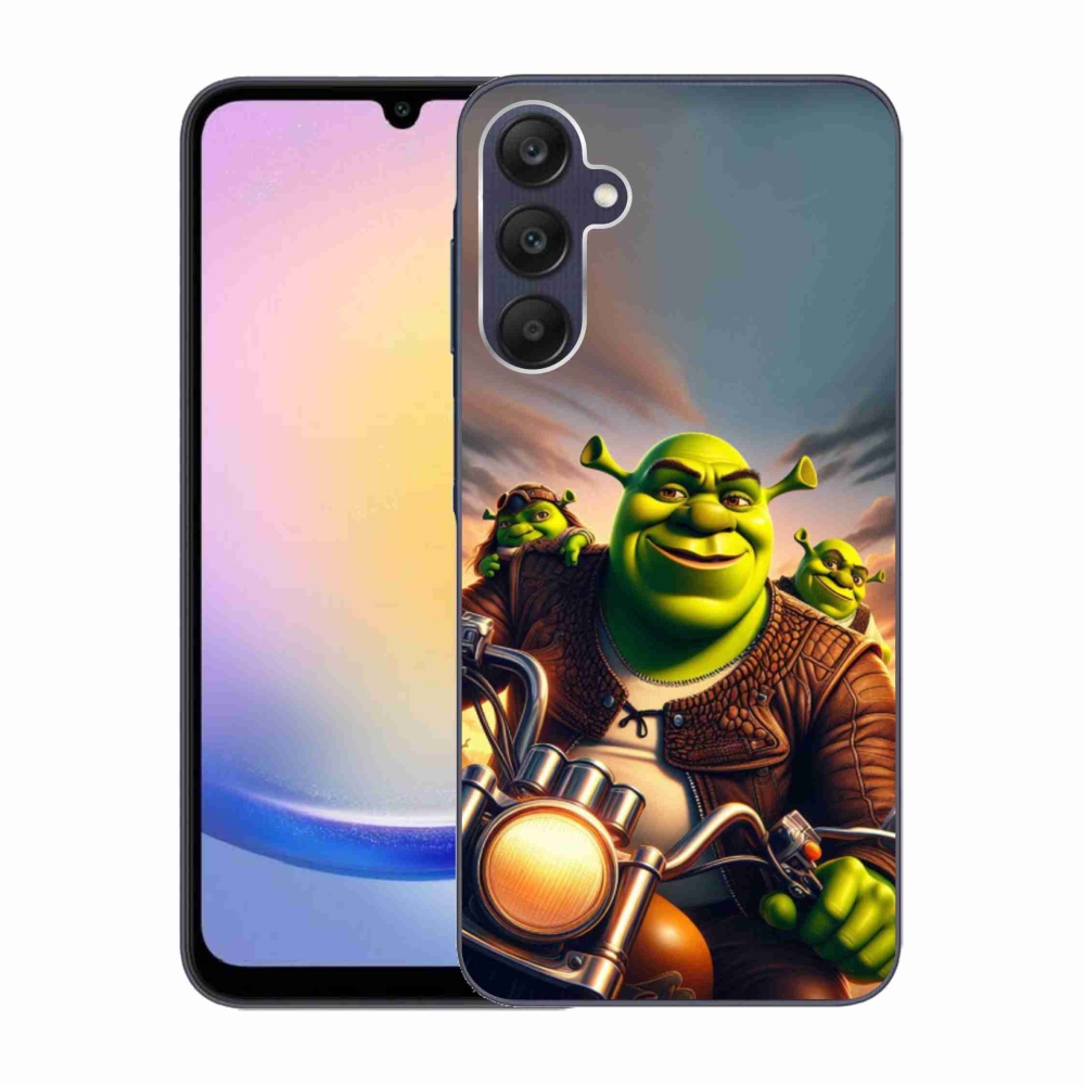 Gélový kryt mmCase na Samsung Galaxy A25 5G - shrek na motorke