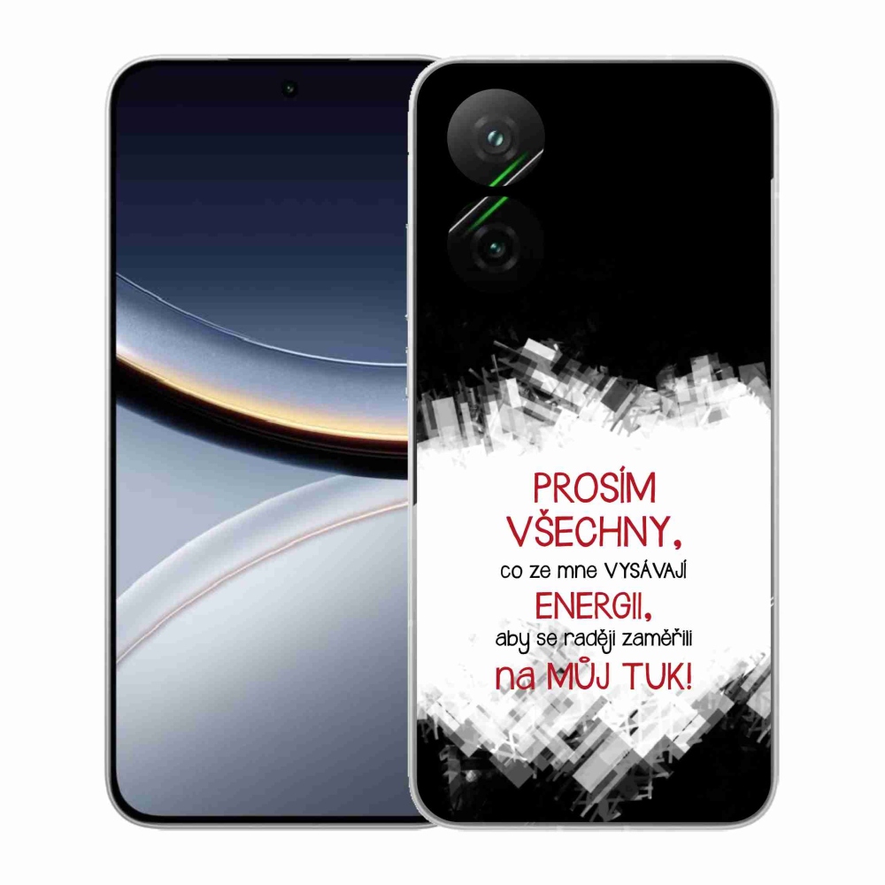 Gélový kryt mmCase na Xiaomi Poco F7 5G - vtipný text 1 červený