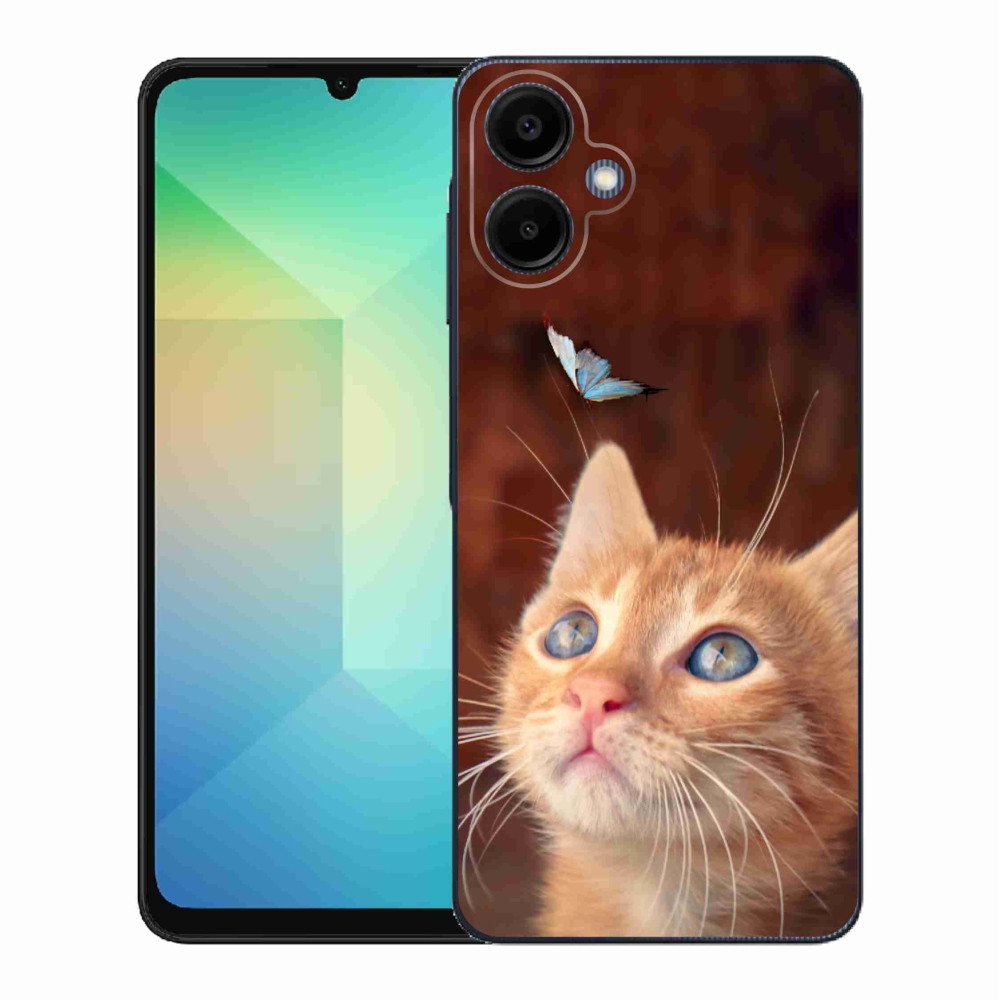 Gélový kryt mmCase na Samsung Galaxy A06 4G - motýľ a mačiatko