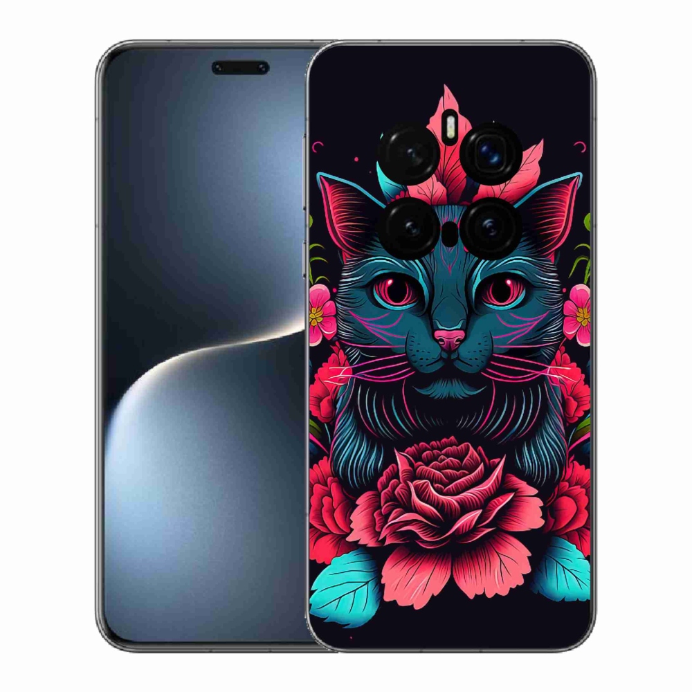 Gélový kryt mmCase na Honor Magic 7 Pro 5G - kvety a mačka