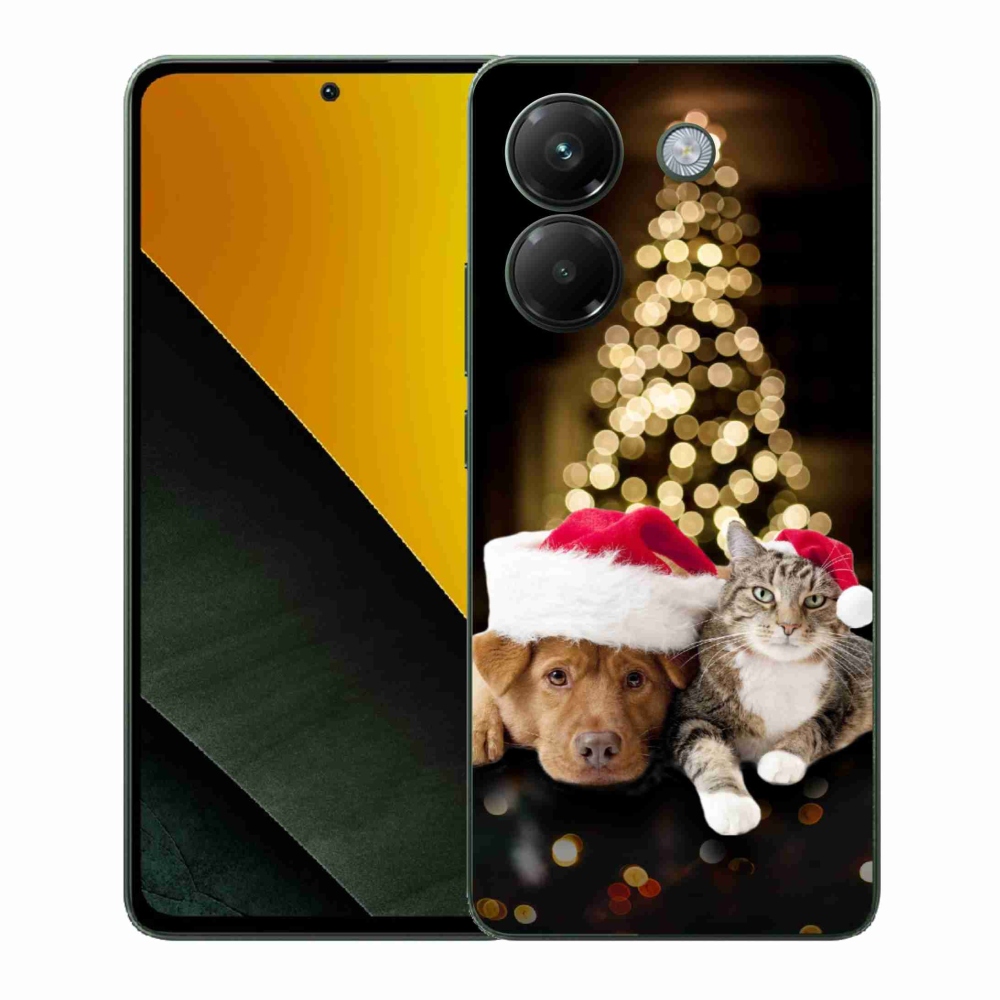 Gélový kryt mmCase na Xiaomi Poco M7 Pro 5G - vianočný pes a mačka