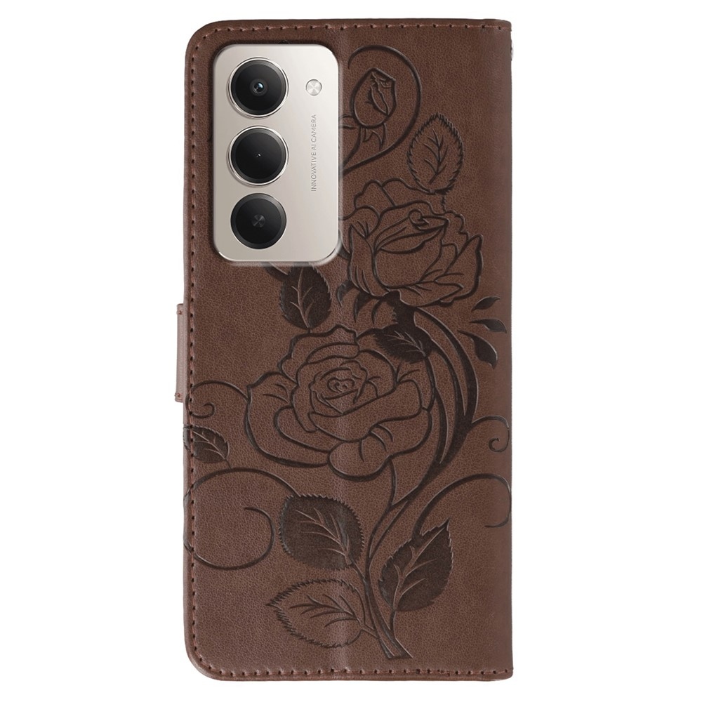 Roses knižkové púzdro na Xiaomi Redmi 15 5G - hnedé