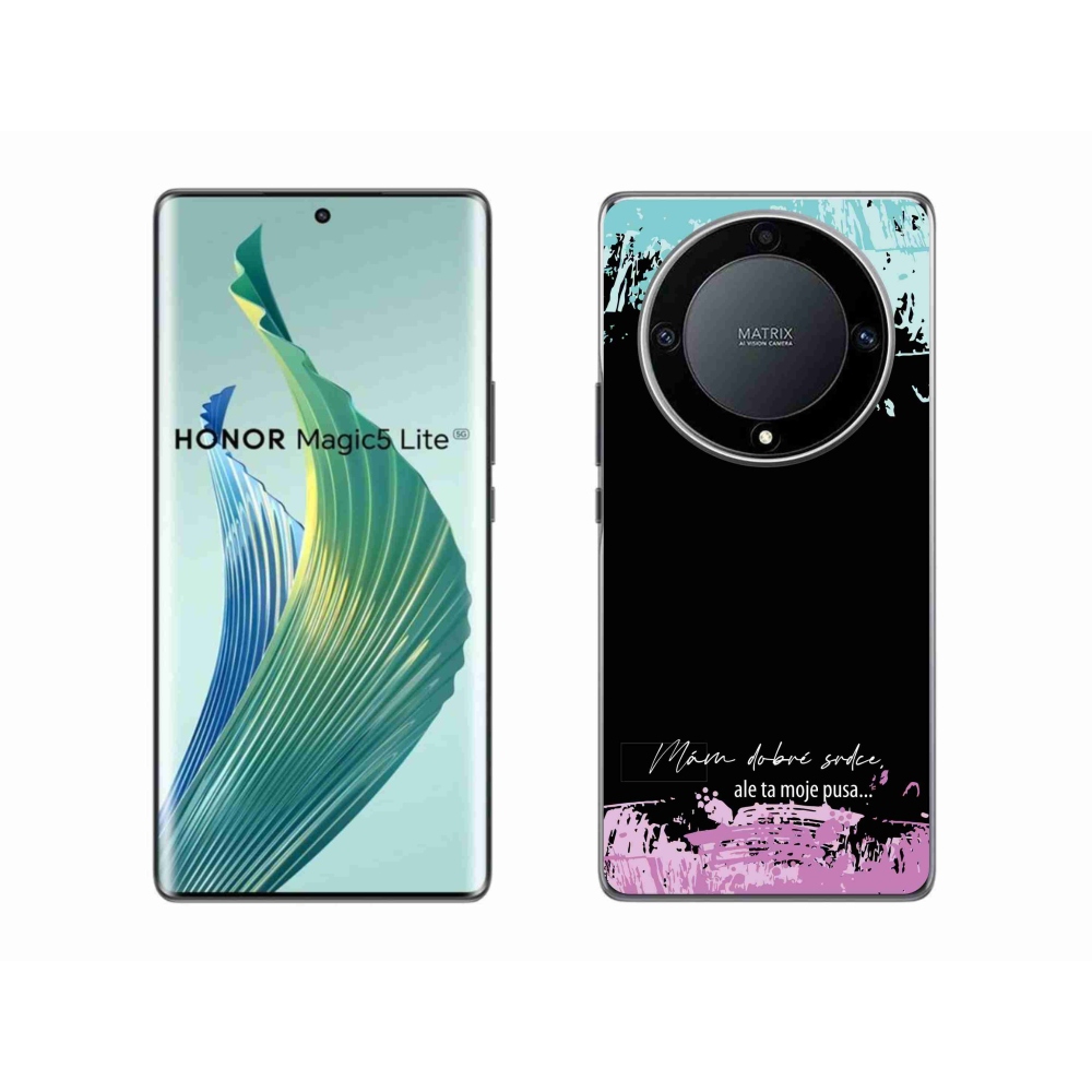 Gélový kryt mmCase na Honor Magic 5 Lite 5G - vtipný text 3 čierne pozadie