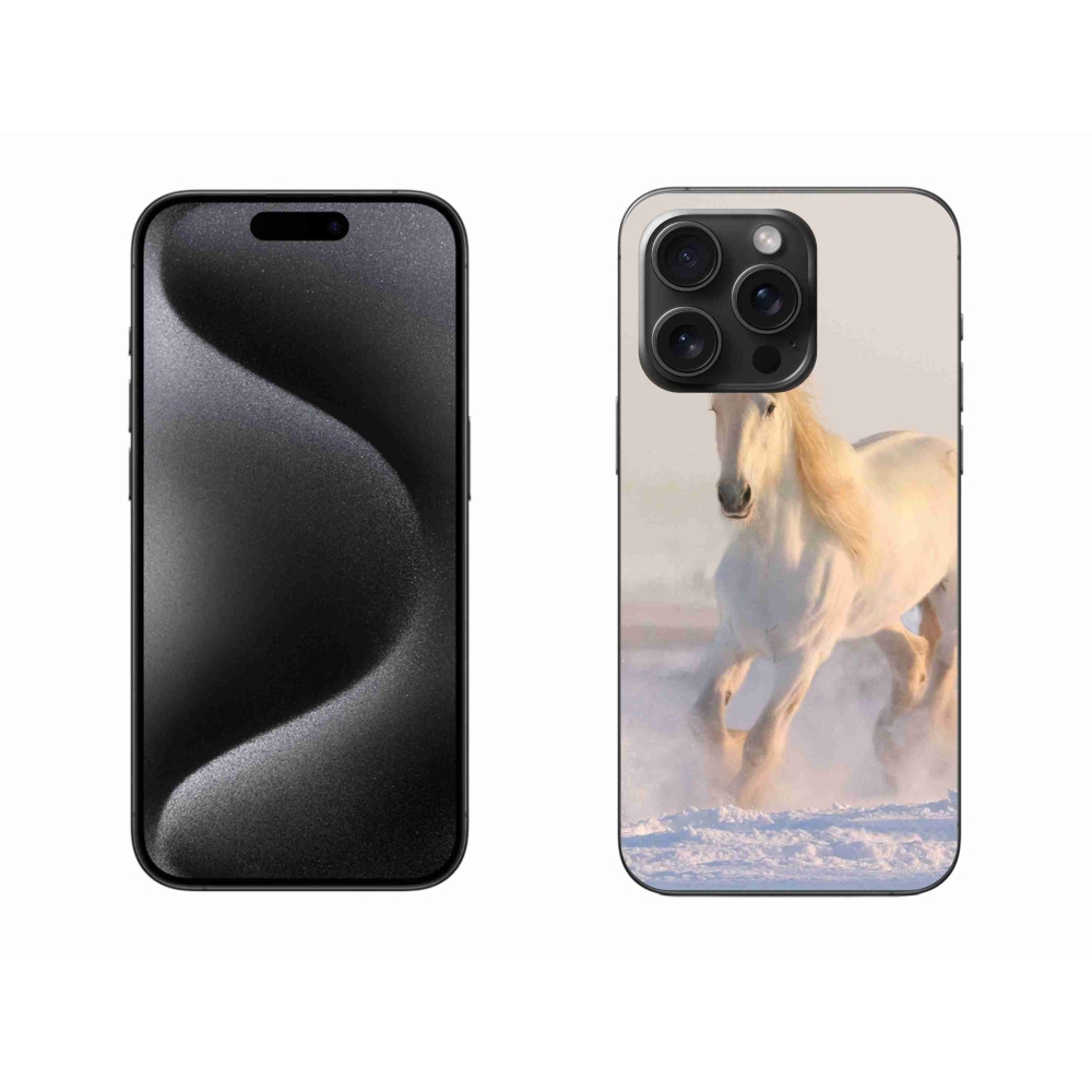 Gélový obal mmCase na iPhone 15 Pro Max - kôň v snehu