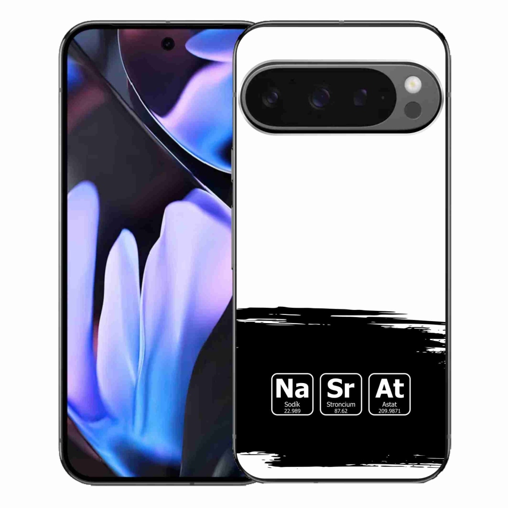 Gélový kryt mmCase na Google Pixel 9 Pro XL - chemické prvky čiernobiele pozadie