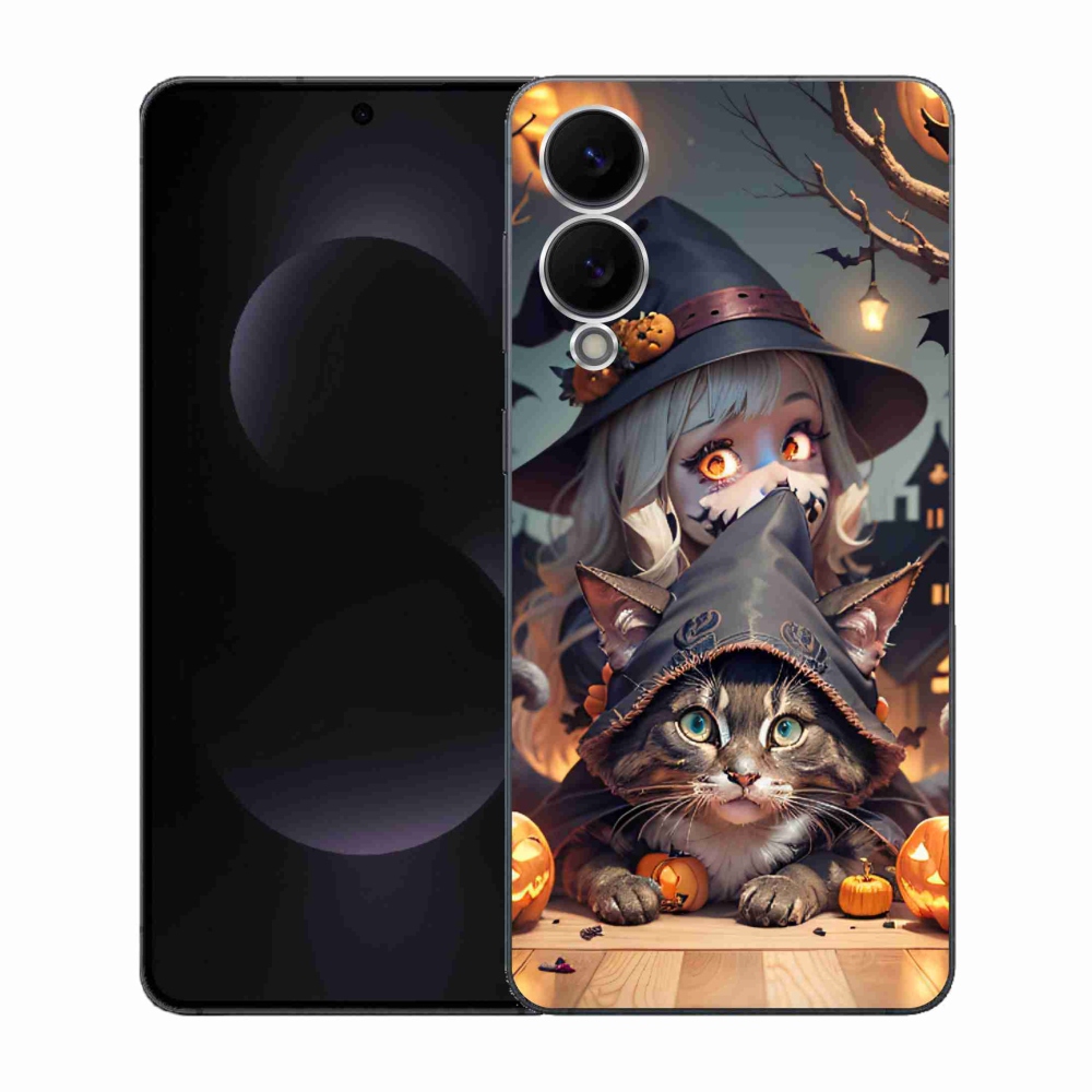 Gélový kryt mmCase na Samsung Galaxy S25 Edge - čarodejnica s mačkou