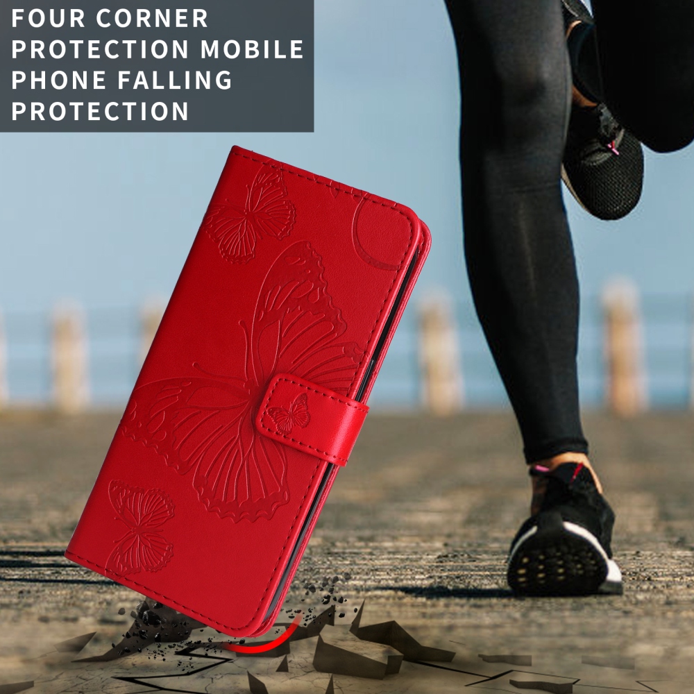 Big Butterfly knižkové púzdro na Xiaomi Redmi 15C 4G/5G (173mm) - červené