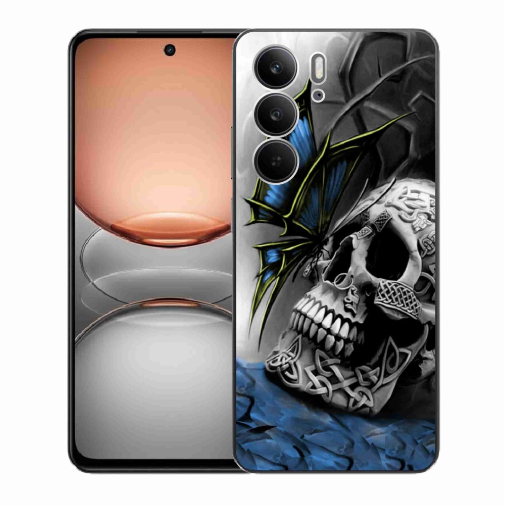 Gélový kryt mmCase na Realme C75 - motýľ a lebka