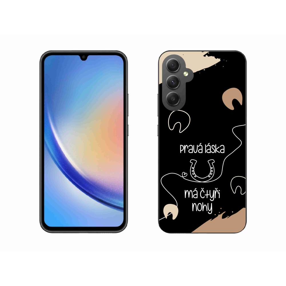 Gélový kryt mmCase na Samsung Galaxy A34 5G - konský motív čierne pozadie
