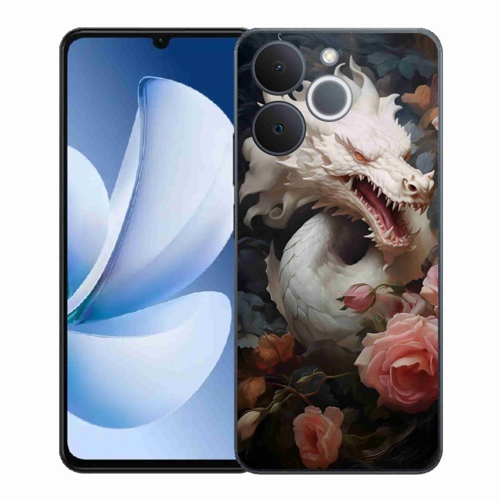 Gélový kryt mmCase na Realme Note 70T - biely drak