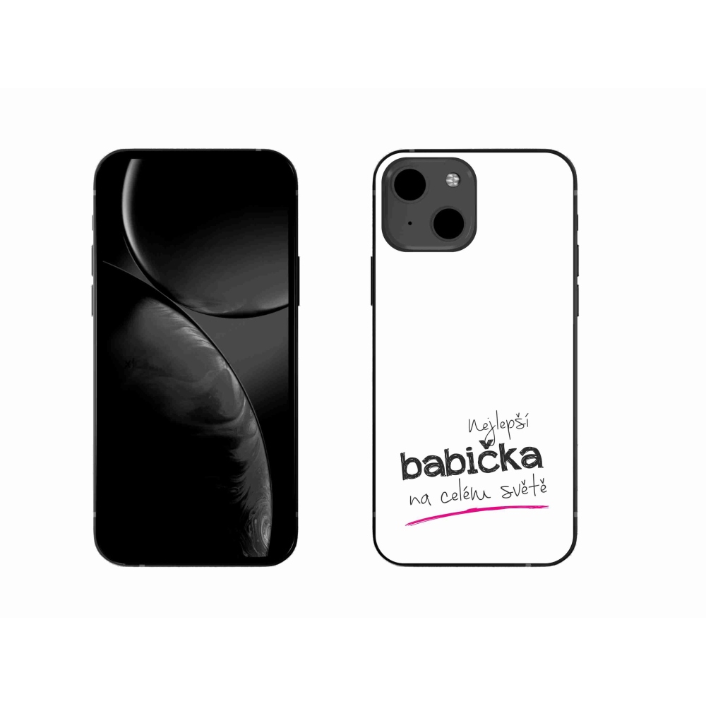 Gélový kryt mmCase na iPhone 13 6.1 - najlepšia babička 4 biele pozadie