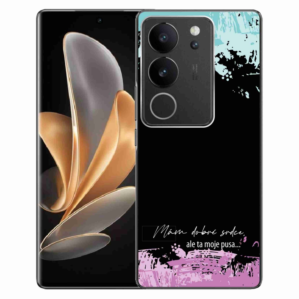 Gélový kryt mmCase na Vivo V29 5G - vtipný text 3 čierne pozadie