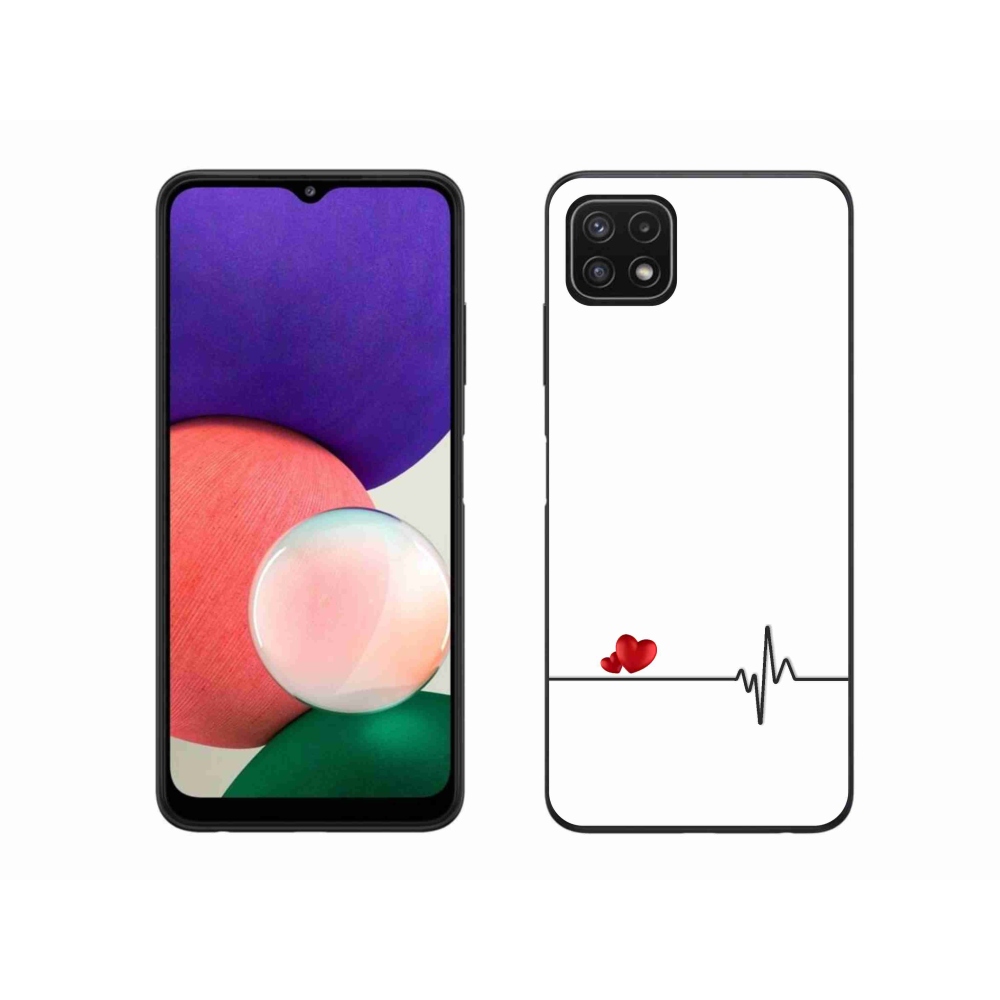 Gélový kryt mmCase na Samsung Galaxy A22 5G - srdce a tep biele pozadie