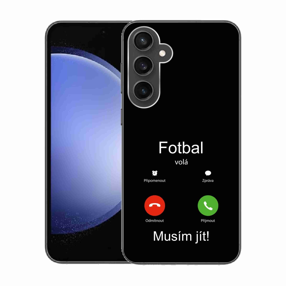 Gélový kryt mmCase na Samsung Galaxy S23 FE - futbal volá čierne pozadie