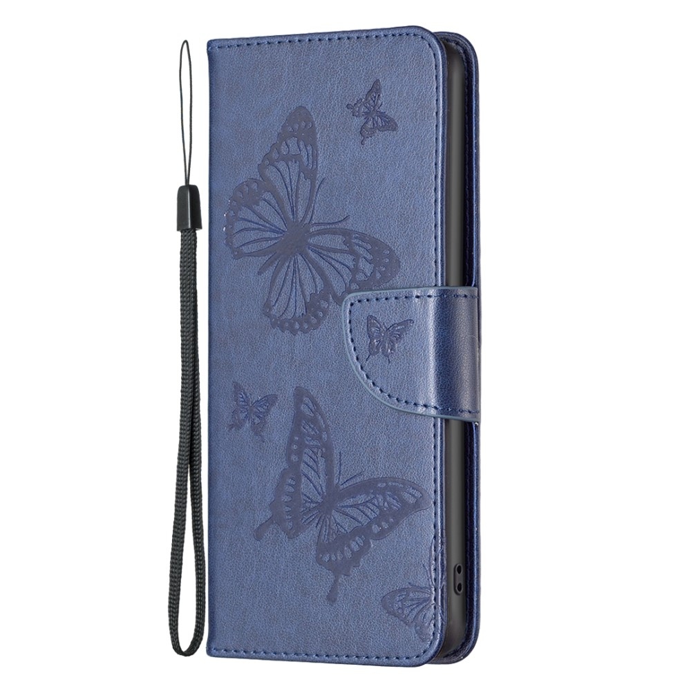 Butterfly knižkové puzdro na iPhone 15 - modré