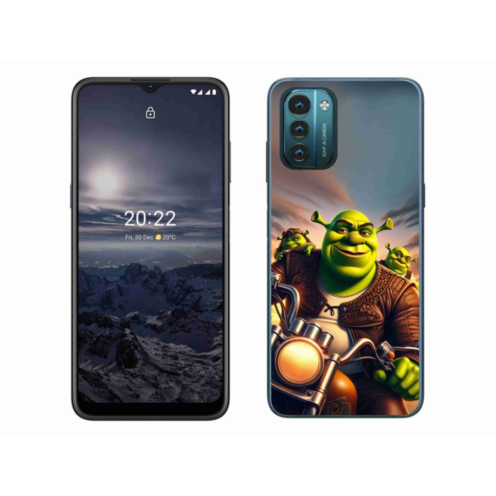 Gelový kryt mmCase na Nokia G11/G21 - shrek na motorce