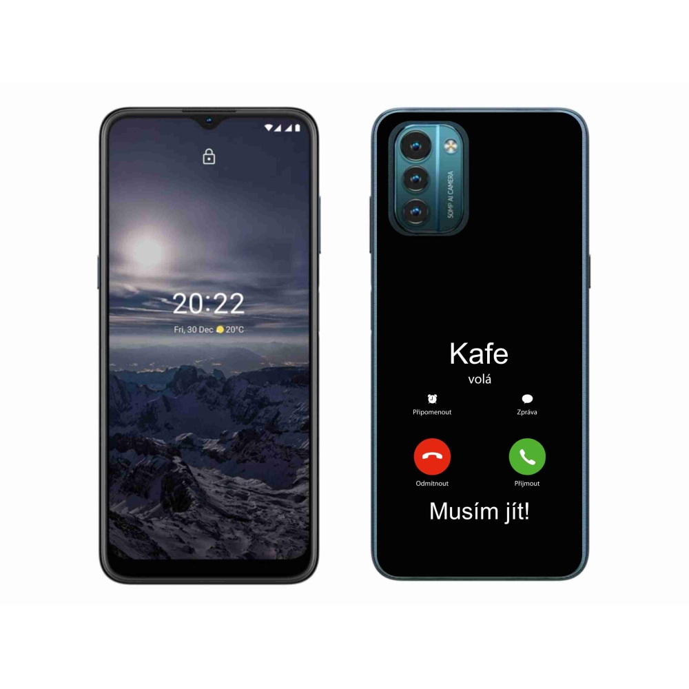 Gélový kryt mmCase na Nokia G11/G21 - káva volá čierne pozadie