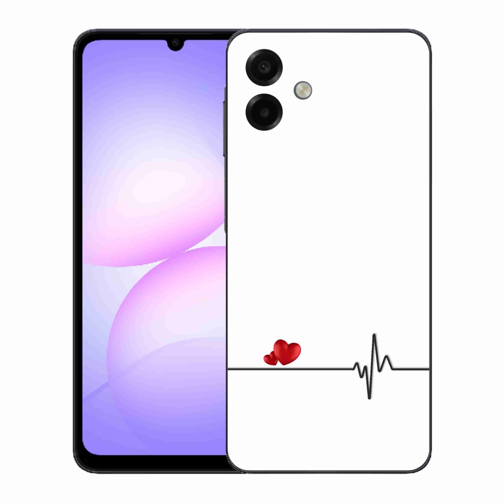 Gélový kryt mmCase na Samsung Galaxy A07 4G - srdce a tep biele pozadie