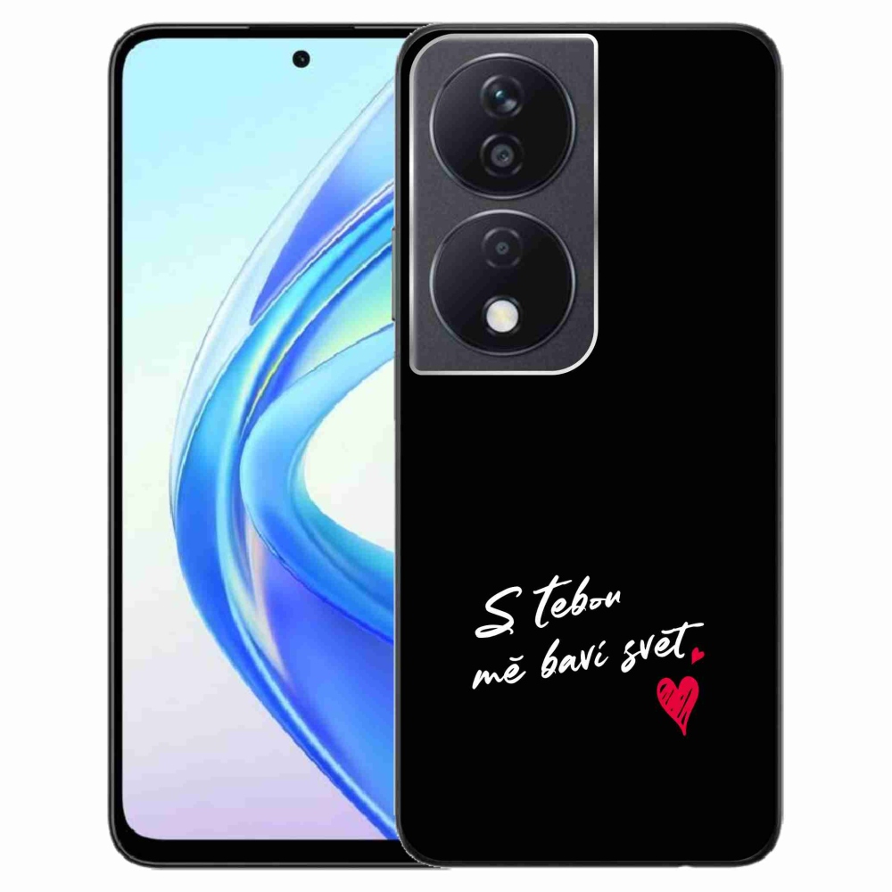 Gélový kryt mmCase na Honor X7b/Honor 90 Smart - zamilovaný text 1 čierne pozadie