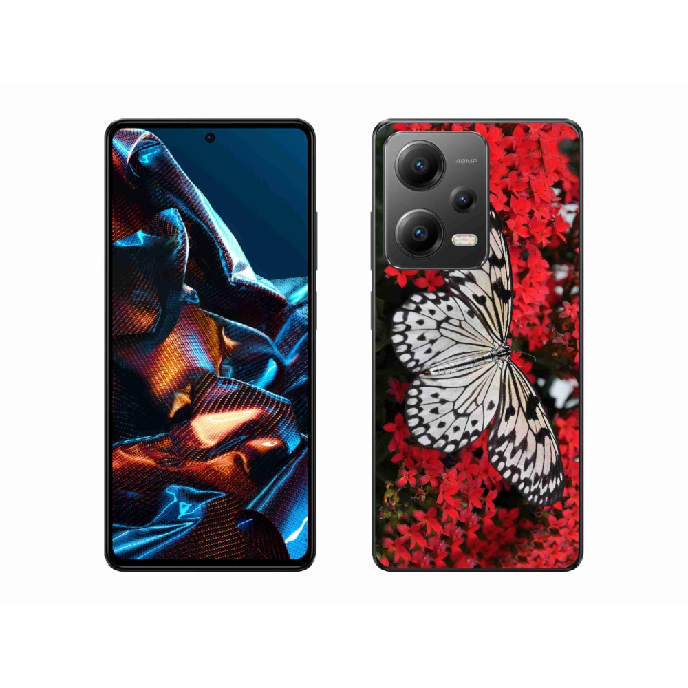 Gélový kryt mmCase na mobil Xiaomi Redmi Note 12 Pro 5G - čiernobiely motýľ 1