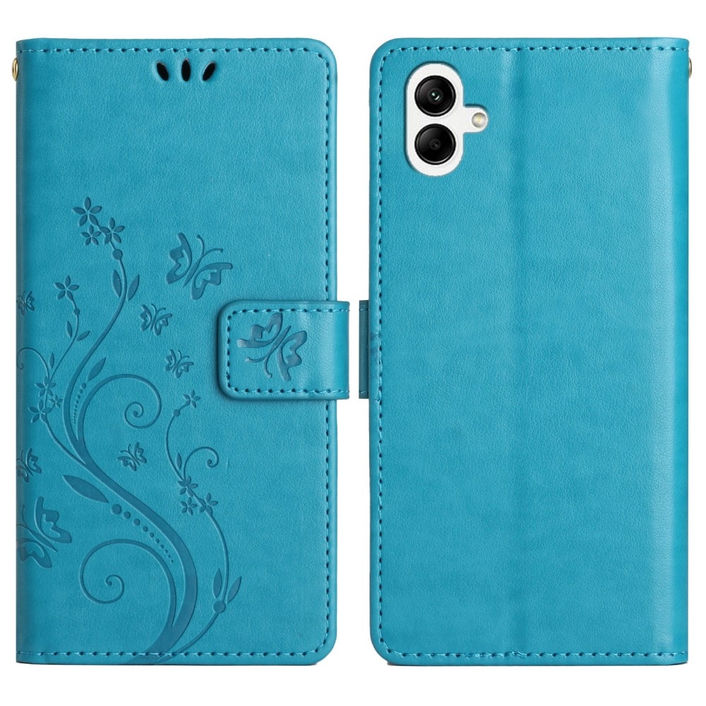 Flowers knižkové púzdro na Samsung Galaxy A06 4G - modré