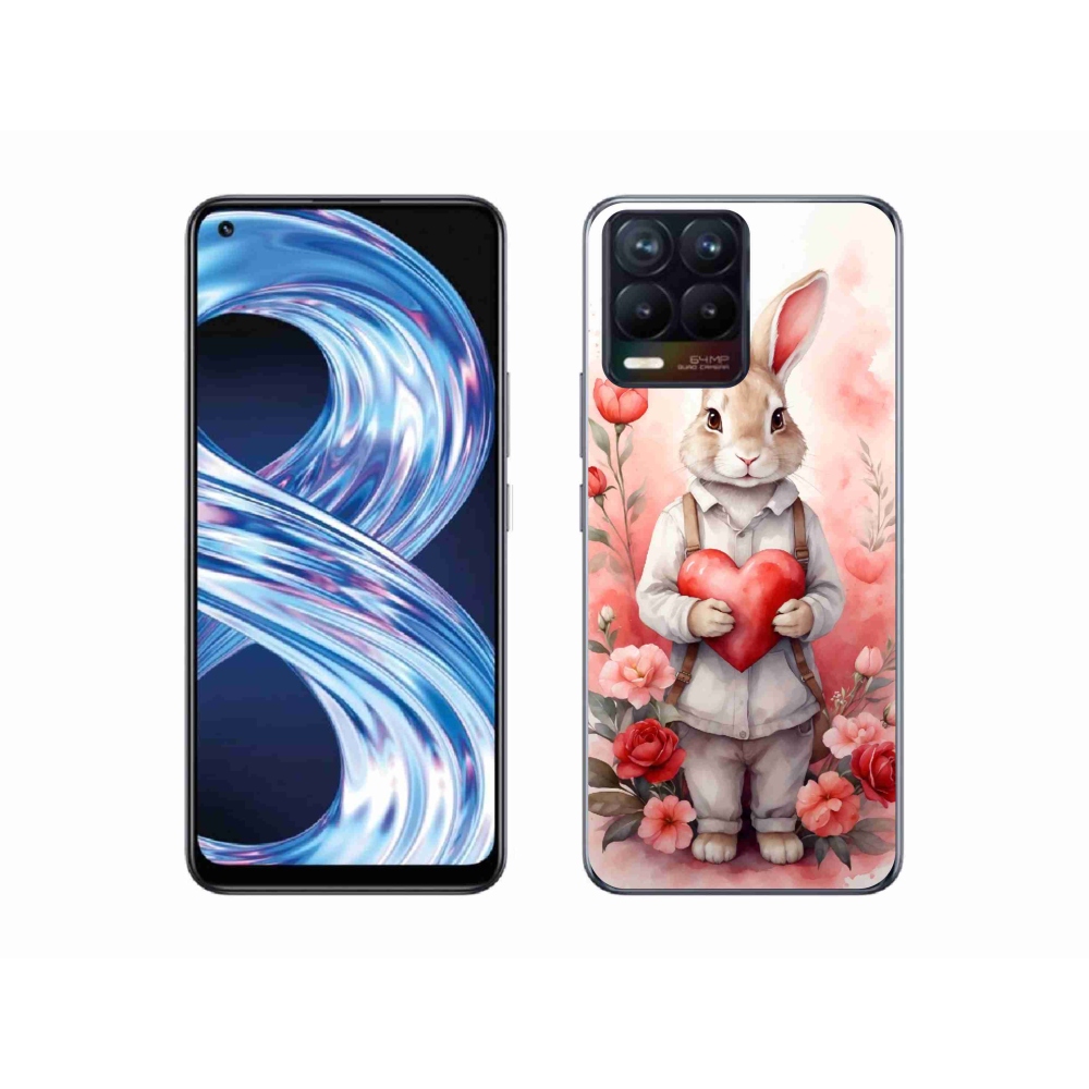 Gélový kryt mmCase na Realme 8 Pro - zajac so srdiečkom