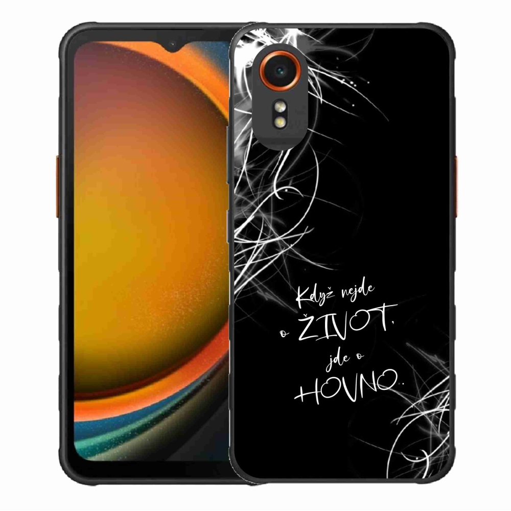 Gélový kryt mmCase na Samsung Galaxy Xcover 7 - vtipný text 16 čierne pozadie