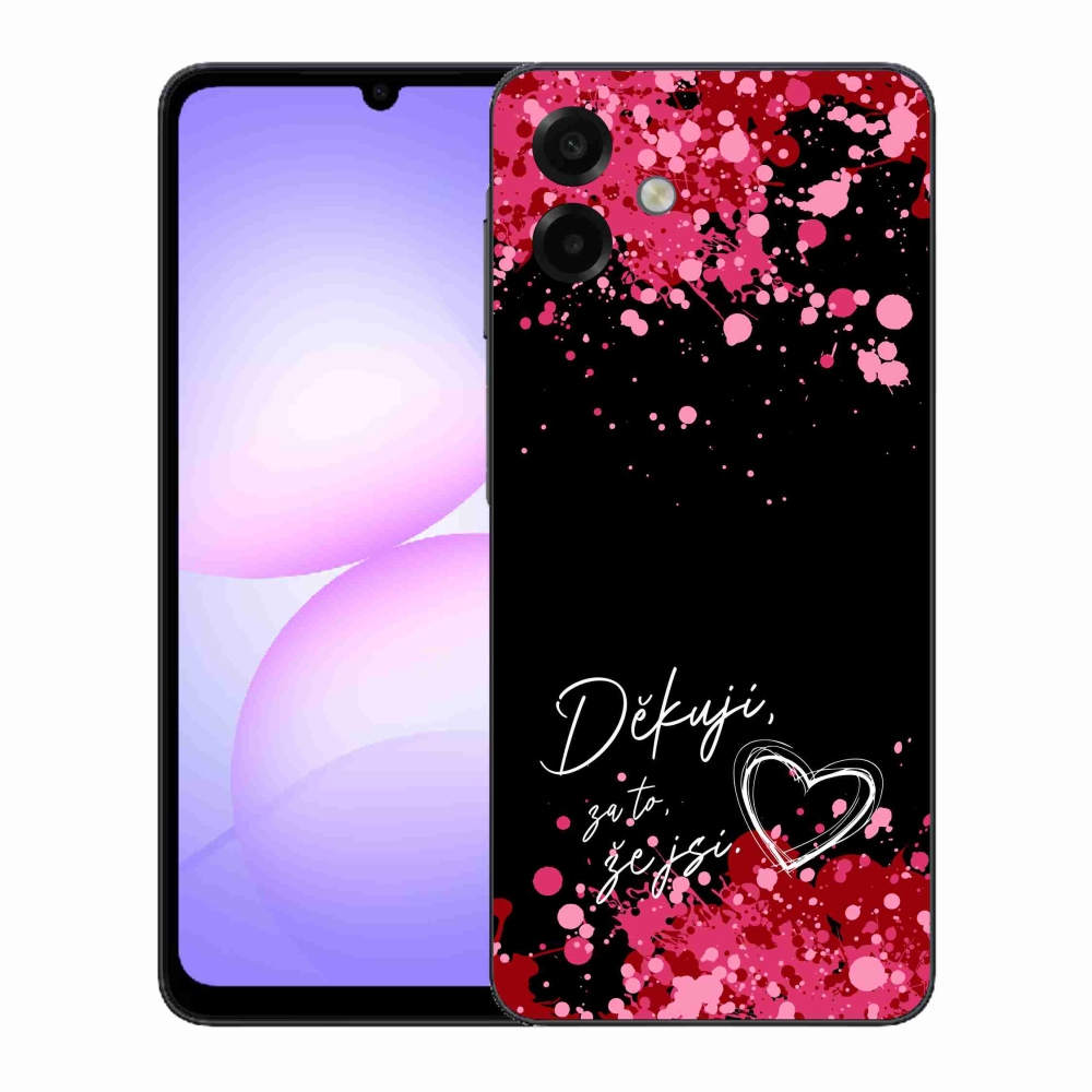 Gélový kryt mmCase na Samsung Galaxy A07 4G - zamilovaný text 2 čierne pozadie