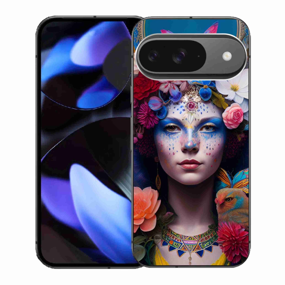 Gélový kryt mmCase na Google Pixel 9/9 Pro - žena s kvetinami