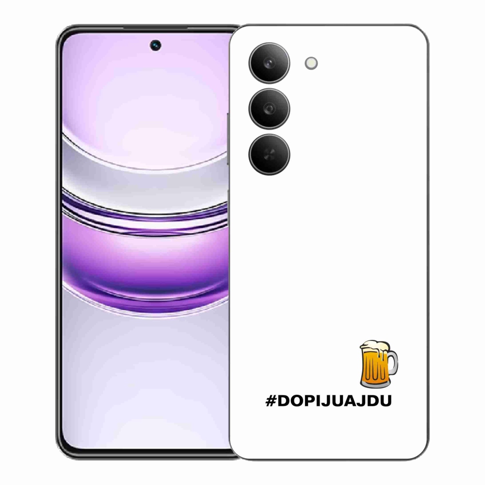 Gélový kryt mmCase na Realme 14x 5G - pivný motív 1 biele pozadie