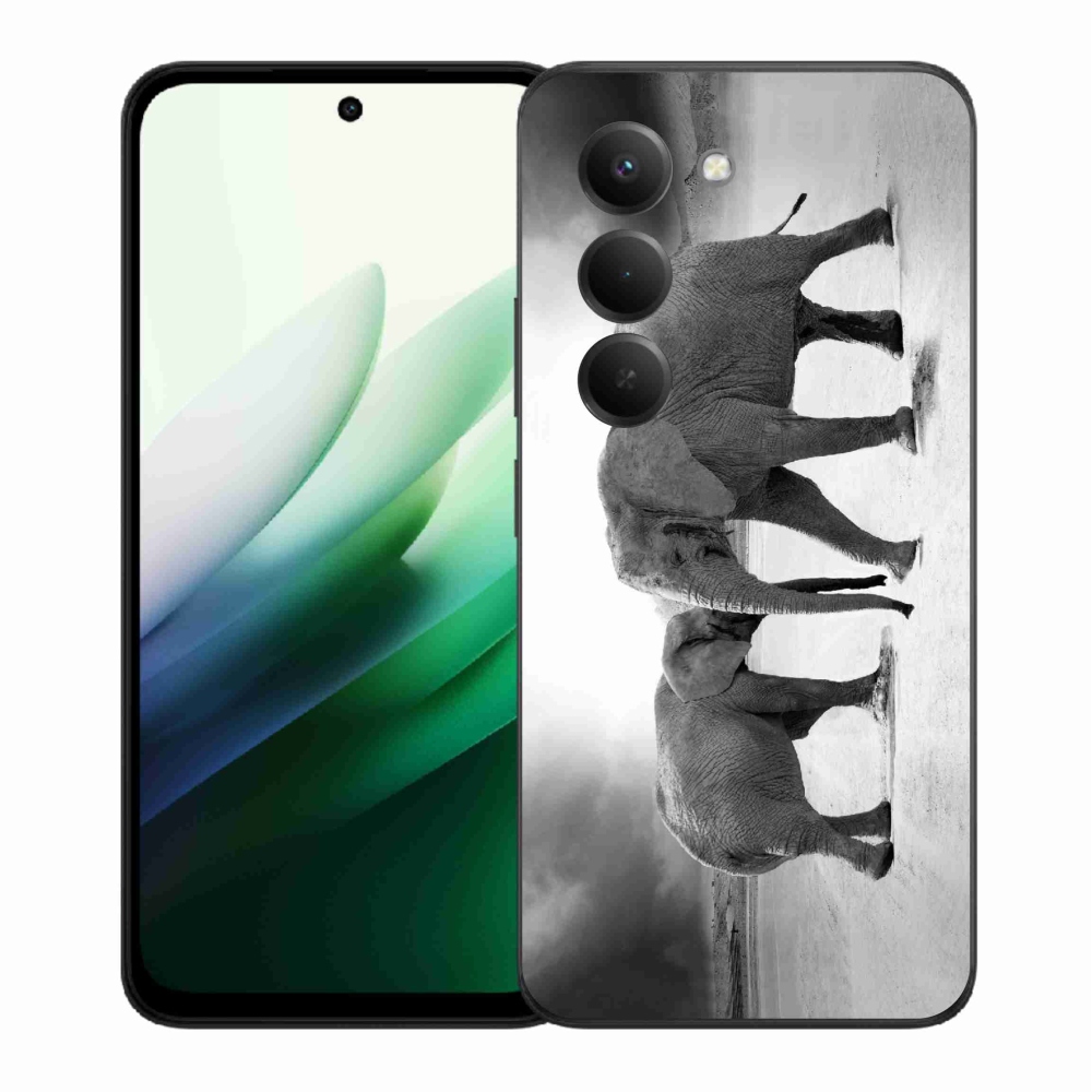 Gélový kryt mmCase na Xiaomi Redmi 15 5G (169mm) - čiernobieli slony