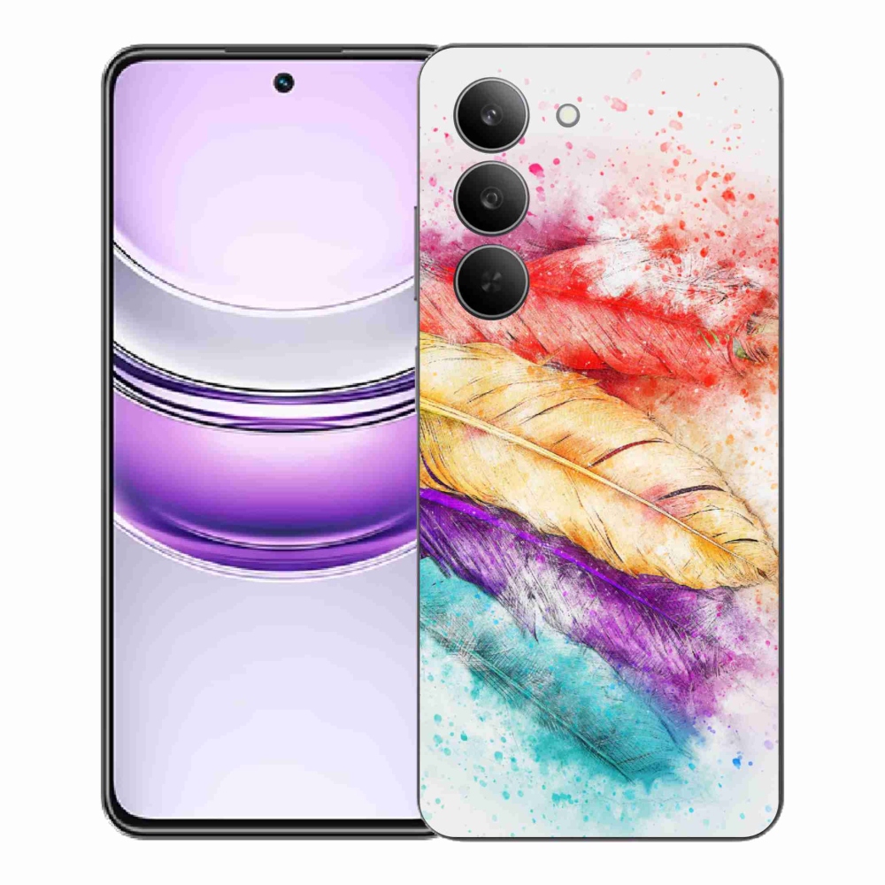 Gélový kryt mmCase na Realme 14x 5G - farebné perie