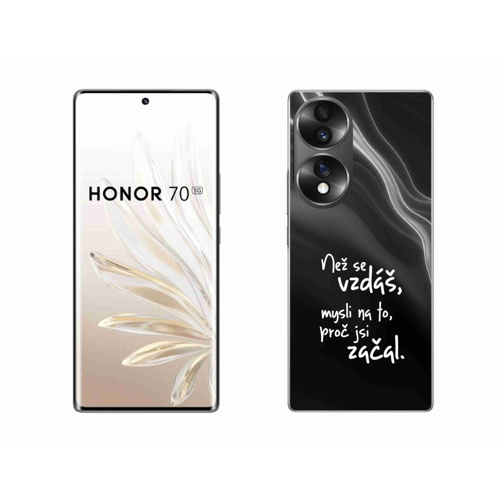 Gélový kryt mmCase na Honor 70 - citát 2 čierne pozadie