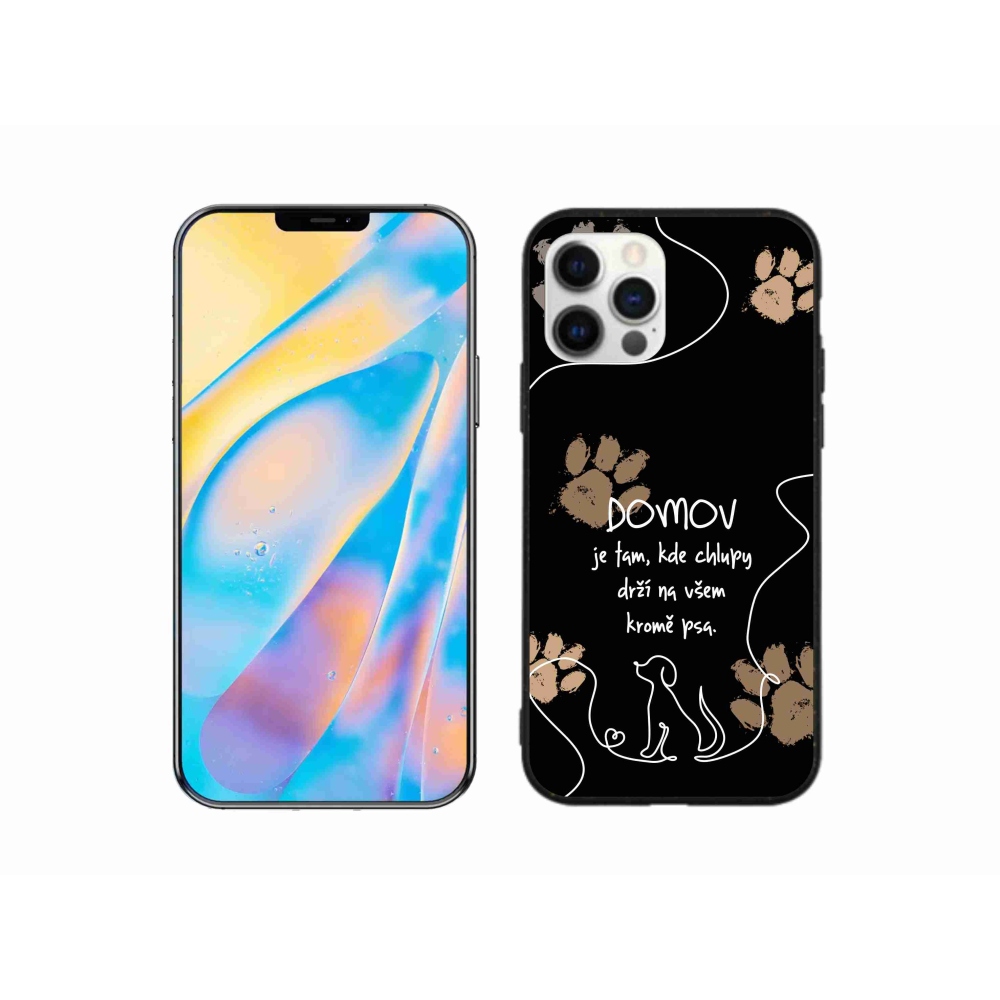 Gélový kryt mmCase na iPhone 12 - psí motív čierne pozadie