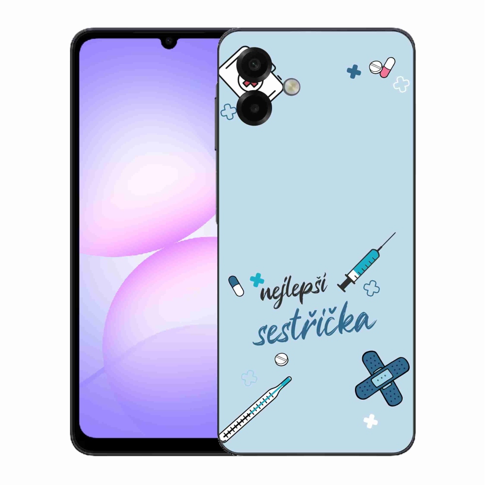 Gélový kryt mmCase na Samsung Galaxy A07 4G - najlepšia sestrička modré pozadie
