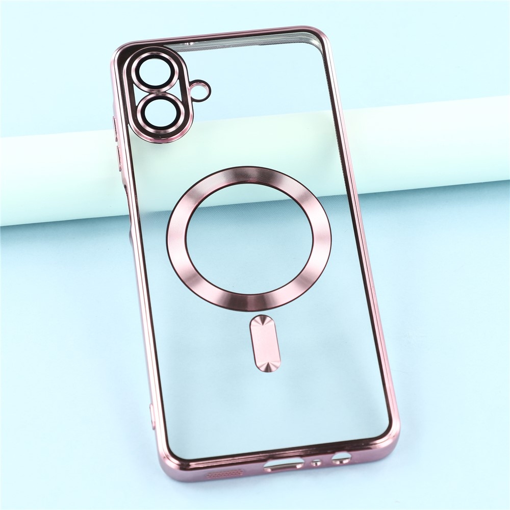 Clear obal s ochranou fotoaparátu a podporou MagSafe na Samsung Galaxy A07 4G - ružový