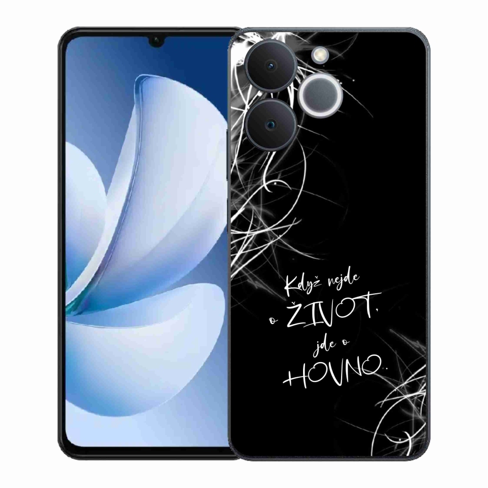 Gélový kryt mmCase na Realme Note 70T - vtipný text 16 čierne pozadie