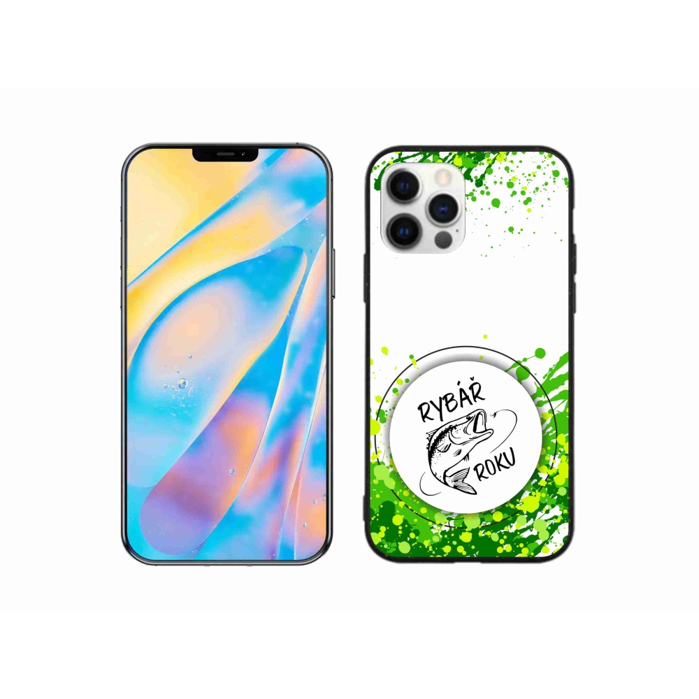 Gélový kryt mmCase na iPhone 12 - rybár roka biele pozadie