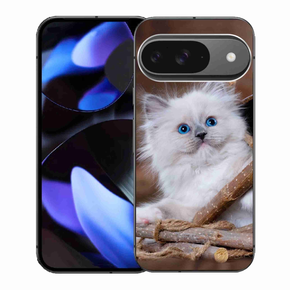 Gélový kryt mmCase na Google Pixel 9/9 Pro - biele mačiatko