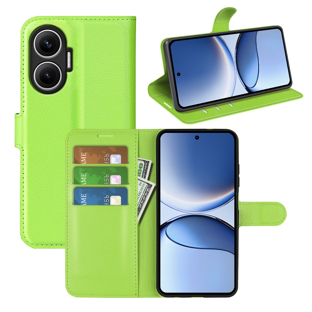 Litchi knižkové púzdro na Xiaomi Poco F7 5G - zelené