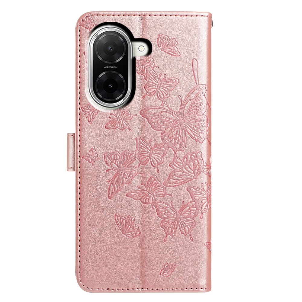 Floral Butterfly knižkové puzdro na Xiaomi Redmi A5 (171.7x77.8x8.3mm) - ružovozlaté