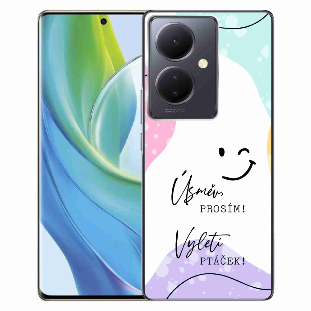 Gélový kryt mmCase na Vivo V29 Lite 5G - vtipný text 4 biele pozadie