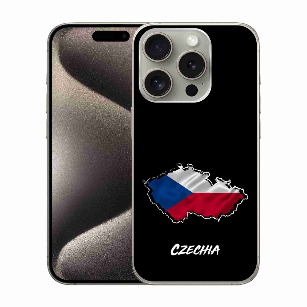Gélový kryt mmCase na iPhone 15 Pro - Czechia čierne pozadie
