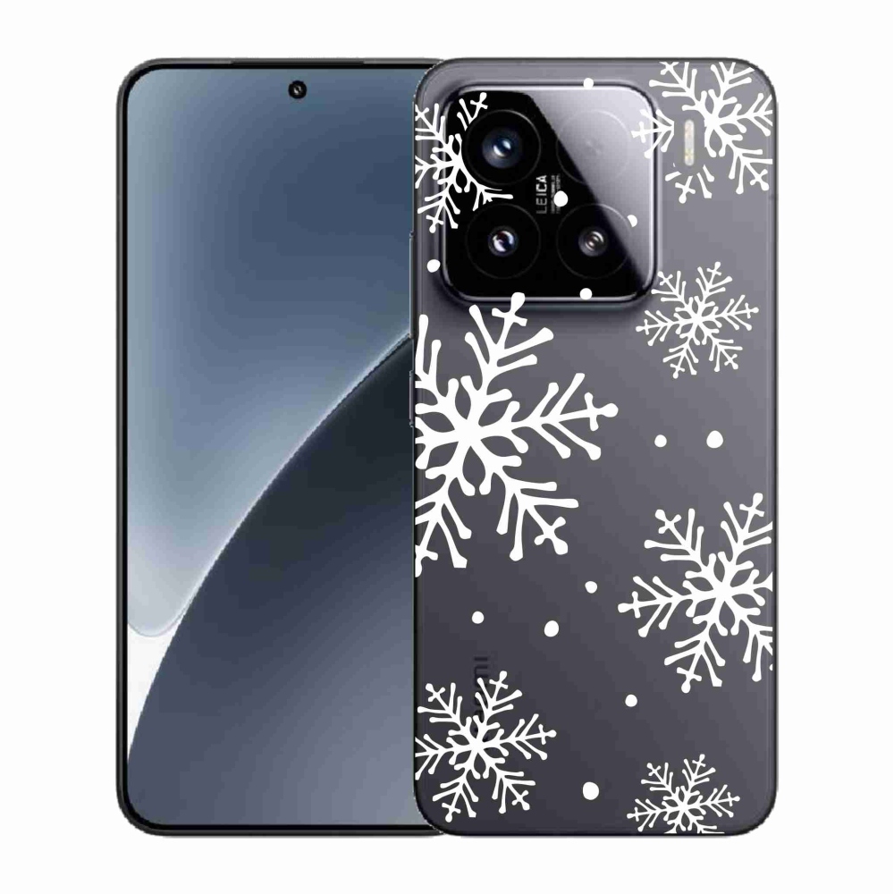 Gélový kryt mmCase na Xiaomi 15 - biele vločky na priehľadnom pozadí